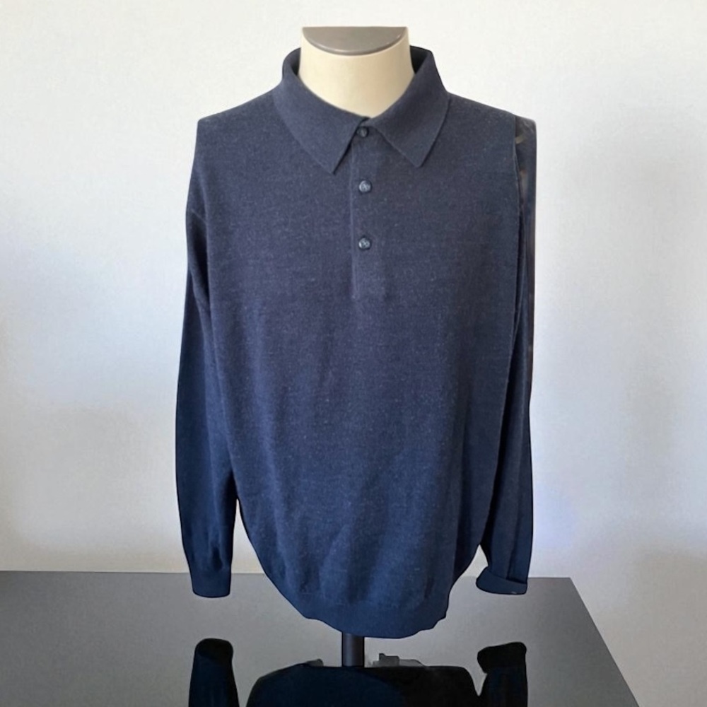 RAFFI LINEA UOMO WOOL BLUE SWEATER SIZE 52 LARGE